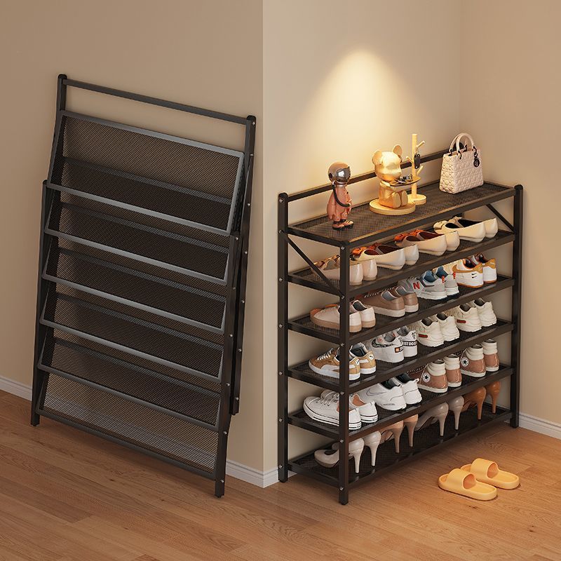Estante de zapatos de hierro forjado sin instalación puerta doméstica estante plegable multicapa simple gabinete de zapatos de alquiler dormitorio estante de almacenamiento de zapatos