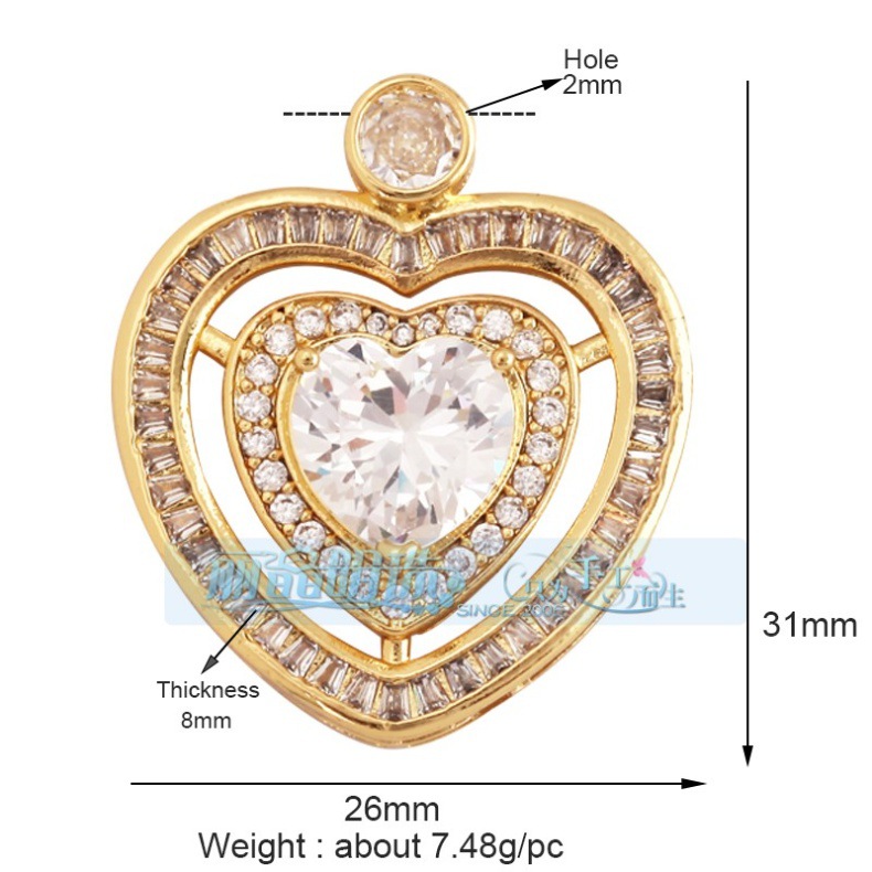 3g Weight Pendant Jewelry Making Type DIY Jewelry Accessories Classification 1 Piece Quantity Copper Material Heart Shape Pattern Hip-Hop, Vintage Style Style 1 Piece Copper Heart Shape Pendant 13