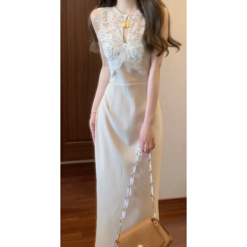 French-Style High-End Lace Camisole Dress for Women, Summer Fashion, Elegant and Slim-Fitting Bodycon Long Dress French-Style High-End Lace Camisole Dress for Women, Summer Fashion, Elegant and Slim-Fitting Bodycon Long Dress