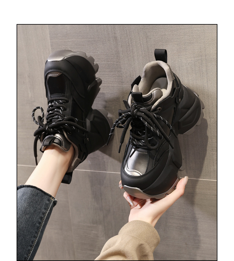 Giày sneaker chunky nữ đế dày độn cao thời trang — Màu đen chi tiết 17