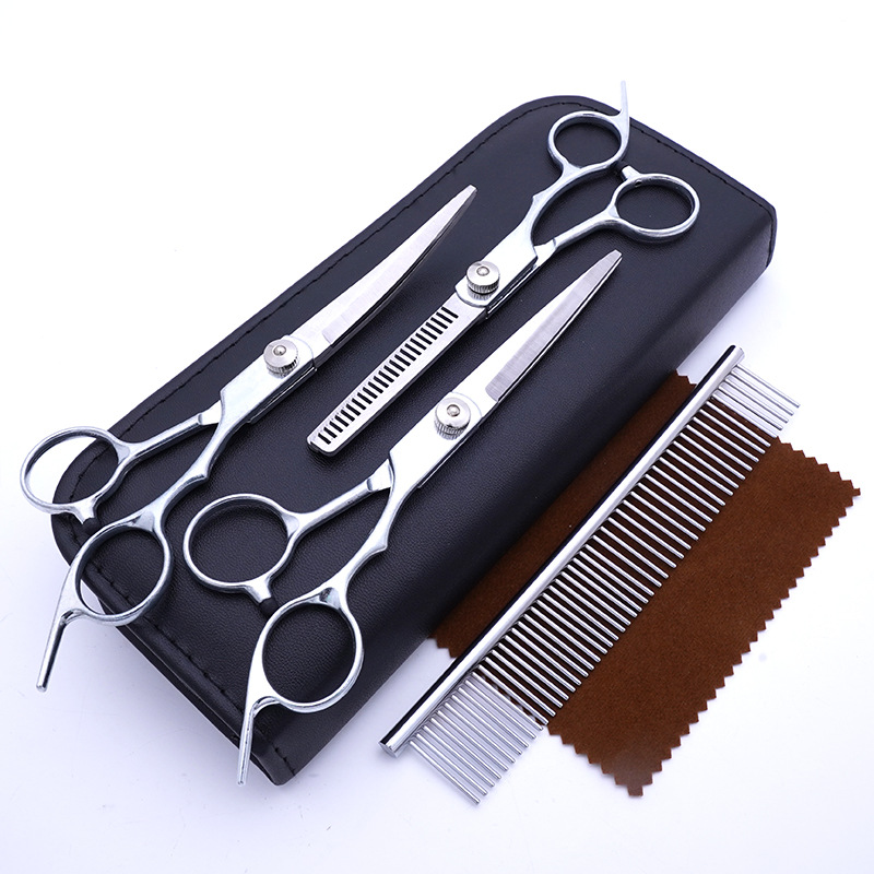 Fábrica directa PET tijeras profesional perro pelo recorte tijeras fino pelo roto pelo diente tijeras peluche juego