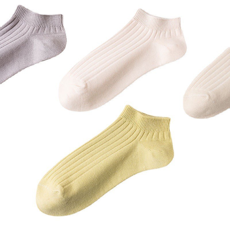Doppelnadelsocken Damen Sommer dünne Bootssocken gestreift lässig niedrige Oberseite kurze Röhrensocken flache Mundsocken süße trendige Socken_voghion.com