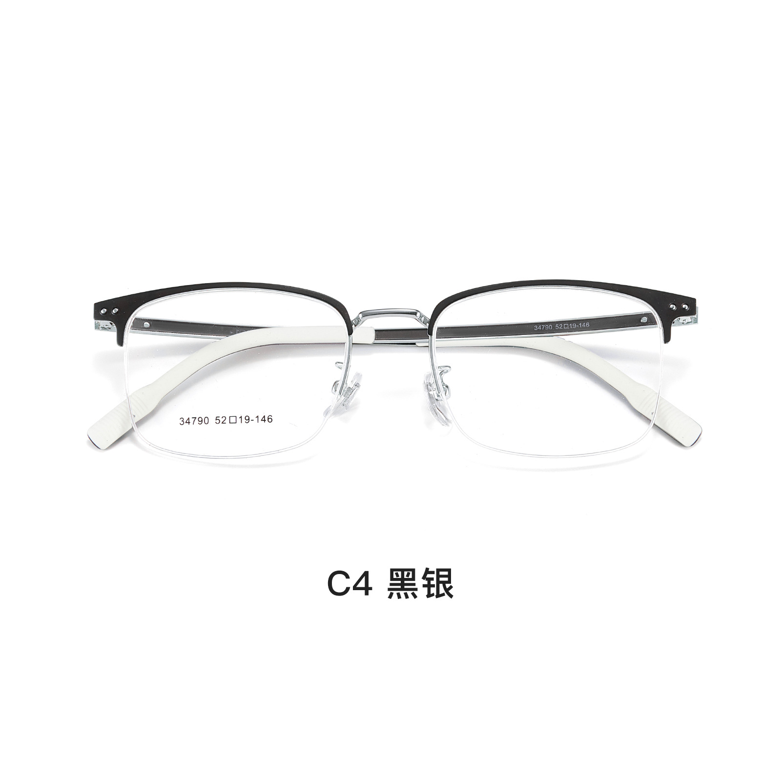 Voss el mismo marco de gafas de aleación de medio marco de negocios de doble punto cabeza de pila superelástica puede equiparse con marco de gafas de miopía al por mayor