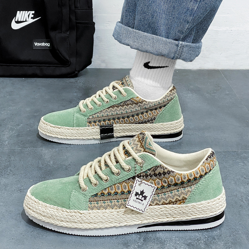 男鞋2024夏季新款百搭運動輕便跑步耐磨低幫男士小眾休閒帆布板鞋