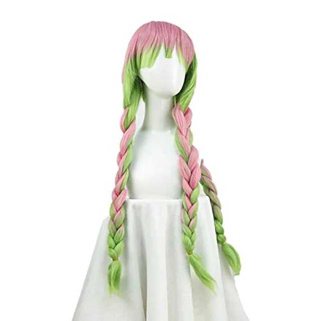 Murino Ghost Blade Templo de manosa miel vidrio Rosa gradiente verde forma Twist Braid cos peluca