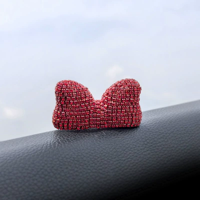 center console cute diamond: Car ornaments - small-size-diamond-bow-ornaments-red