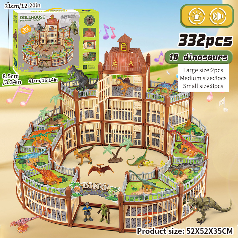 Carefully Selected Cross-Border New Models DIY Dinosaur Arena Castle Villa DIY Assembly Educational Building Assembly Toys