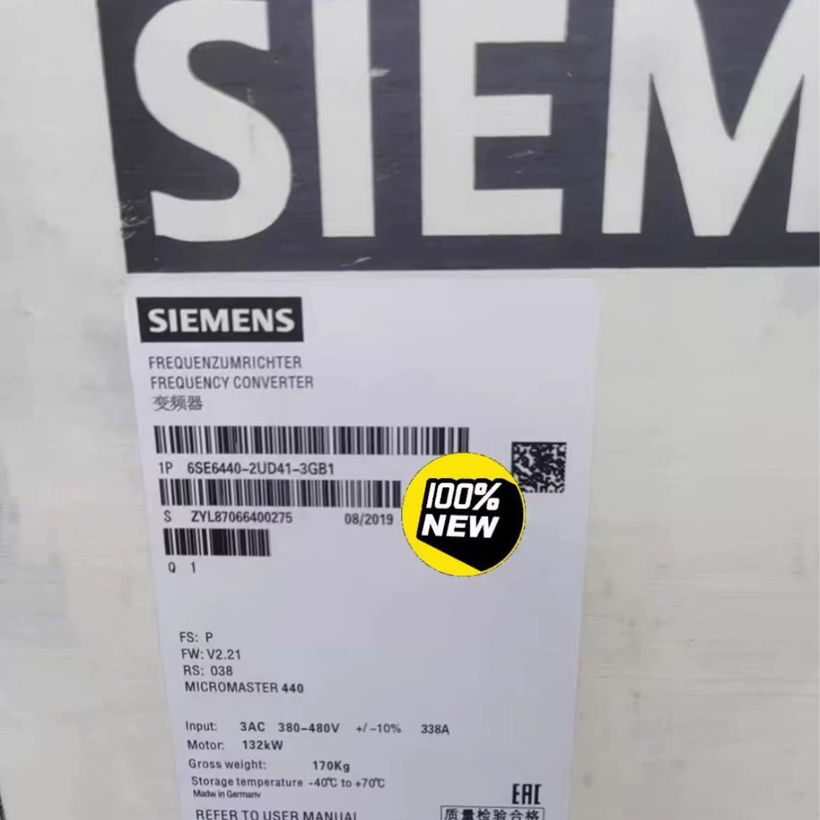 6SE6440-2UD41-3GB1/3GA1 Преобразователь частоты Siemens MM440 132 кВт 380-480 В