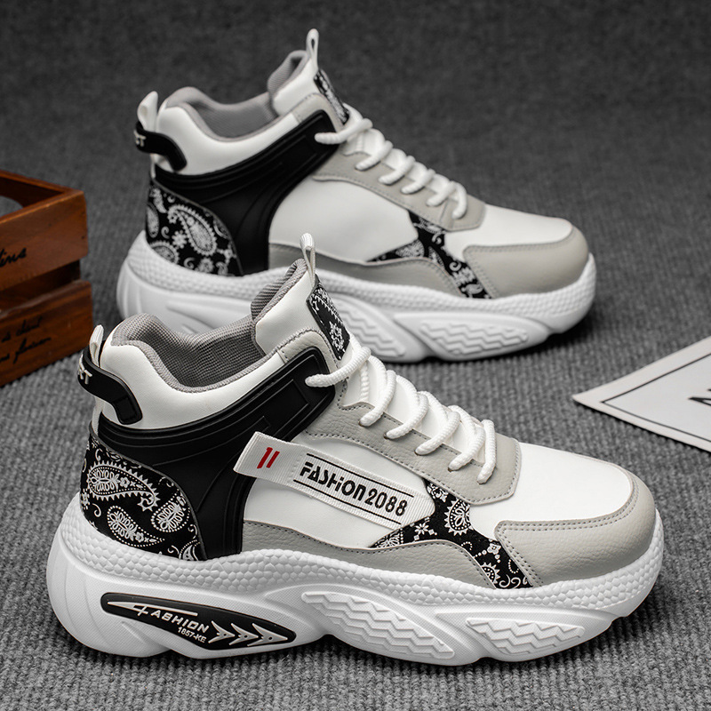 Autumn Men's Shoes New High-Top Youth Sports Shoes Men's Trendy Versatile Thick-Soled Casual Running Dad Shoes