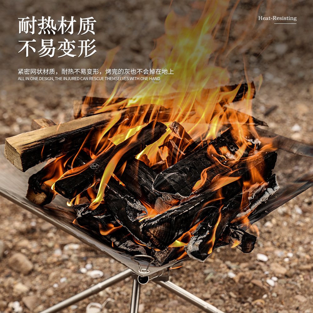 Portátil al aire libre fuego Mesa camping fuego rack de acero inoxidable ultra-ligero plegable barbacoa parrilla bonstove estufa de leña al aire libre