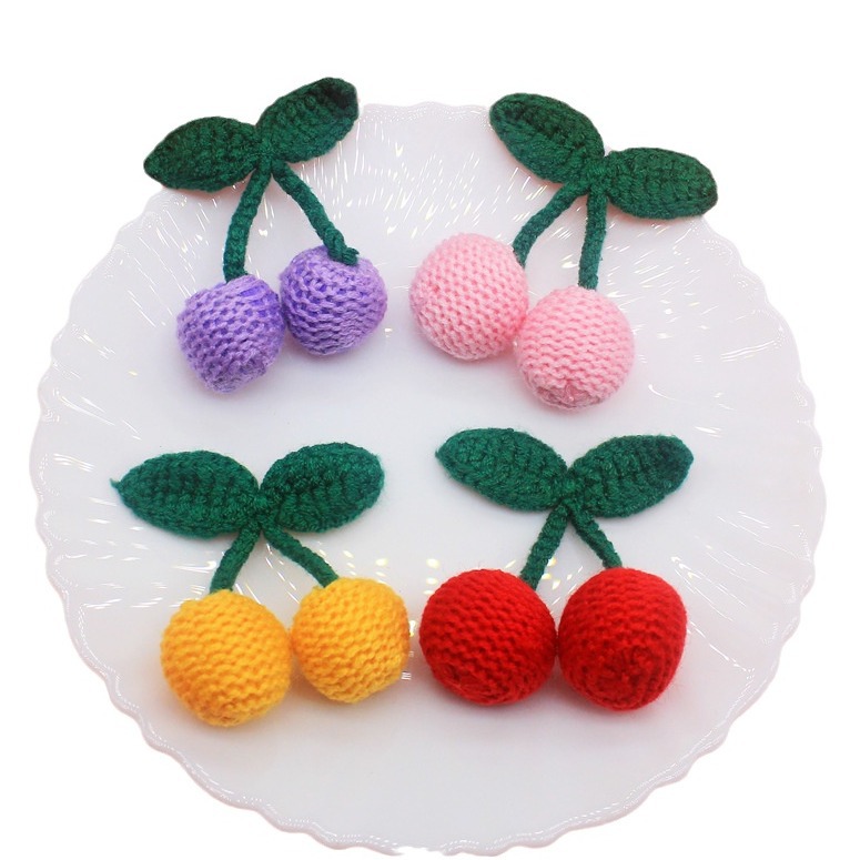 Accesorios de joyería de bricolaje Japón y Corea del Sur nuevo hilo de lana 2.5 cerezas lindas cerezas pendientes de hoja verde pendientes accesorios colgantes