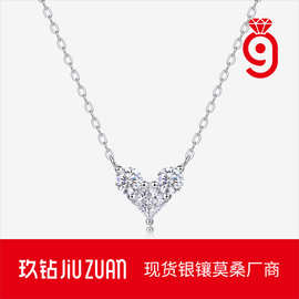 S925银吊坠莫桑石爱在当下项链新款女时尚轻奢锁骨链源头现货