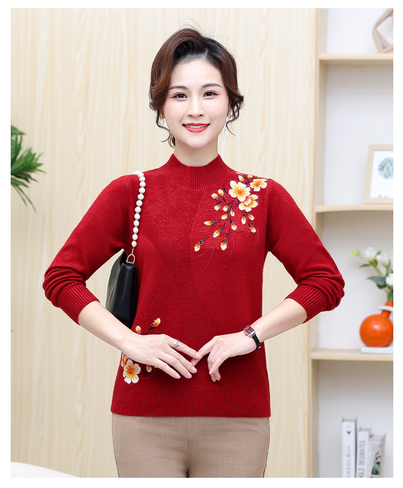D7015 1000K ÁO LEN NỮ TONTDI ÁO LEN MÙA XUÂN THU ĐÔNG TRUNG NIÊN THÊU HỌA TIẾT HOA THỜI TRANG NỮ G03 SẢN PHẨM MỚI