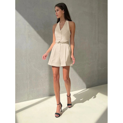 European and American niche vest shorts set 2025 summer new suit two-piece set commuting fashion wholesale cross-border women