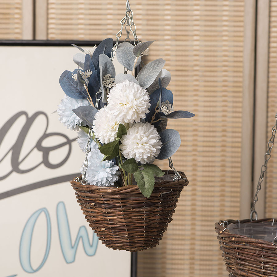 Cestas colgantes de estilo europeo de estilo pastoral tejido de sauce tejido a mano cestas colgantes de sauce rojo balcón jardín vivienda floral creativa