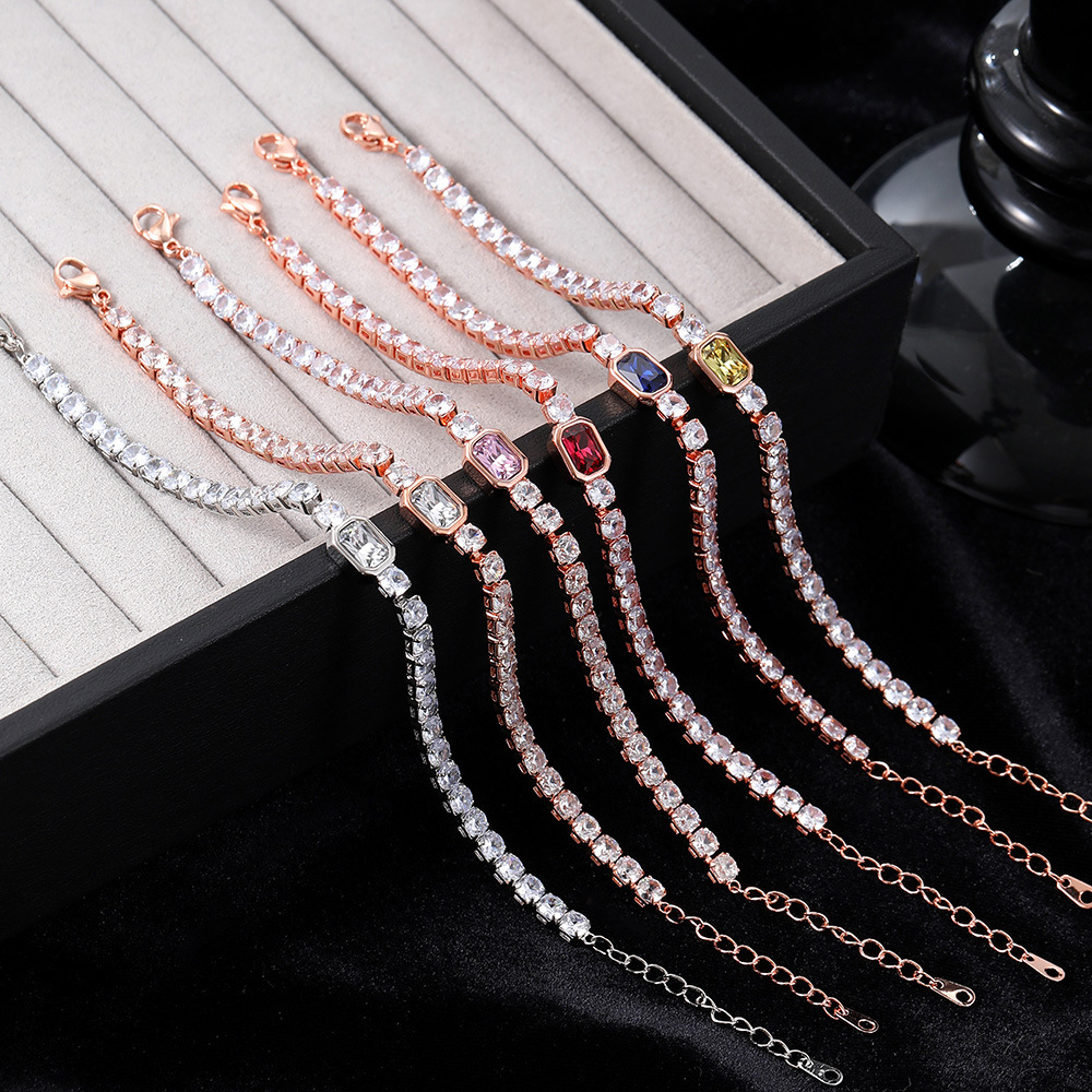 Popular Colorful Sugar Bracelet Women's Light Luxury Full Diamond Zircon Tennis Chain Versatile Handicraft_voghion.com