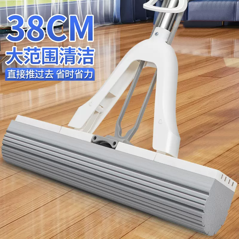 38CM大号对折式海绵拖把批发家用免手洗懒人吸水胶棉拖把拖地拖布