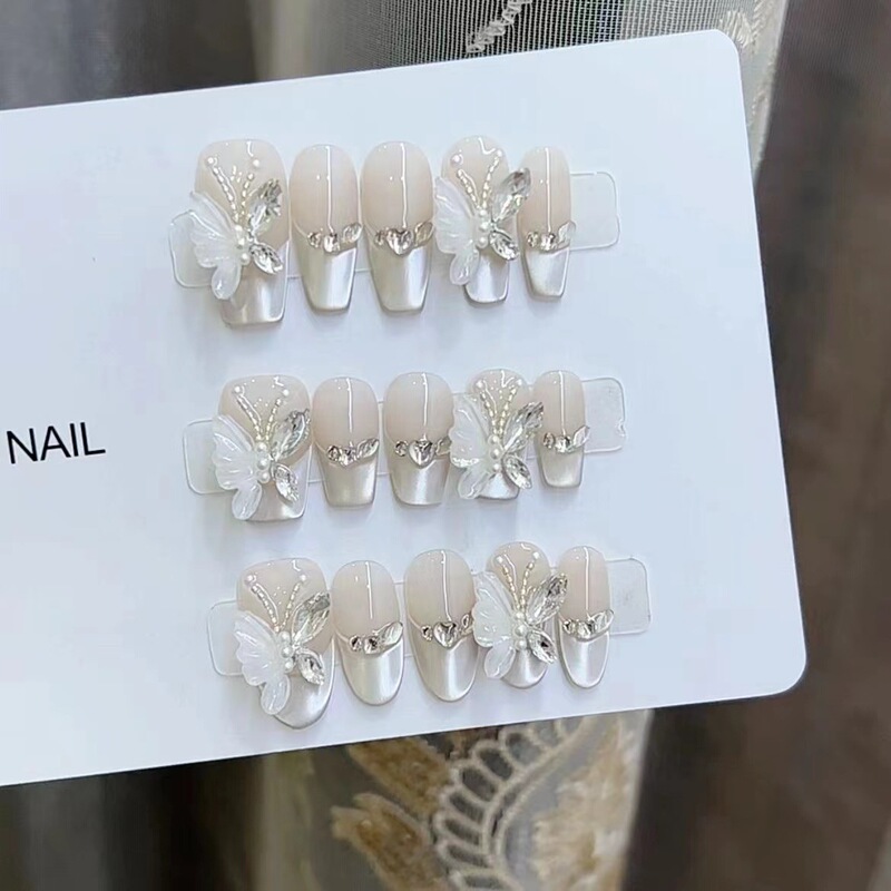 Pure handmade phototherapy wearing armour butterfly elves wholesale finished products reusable nail patch removable fake nails Pure handmade phototherapy wearing armour butterfly elves wholesale finished products reusable nail patch removable fake nails