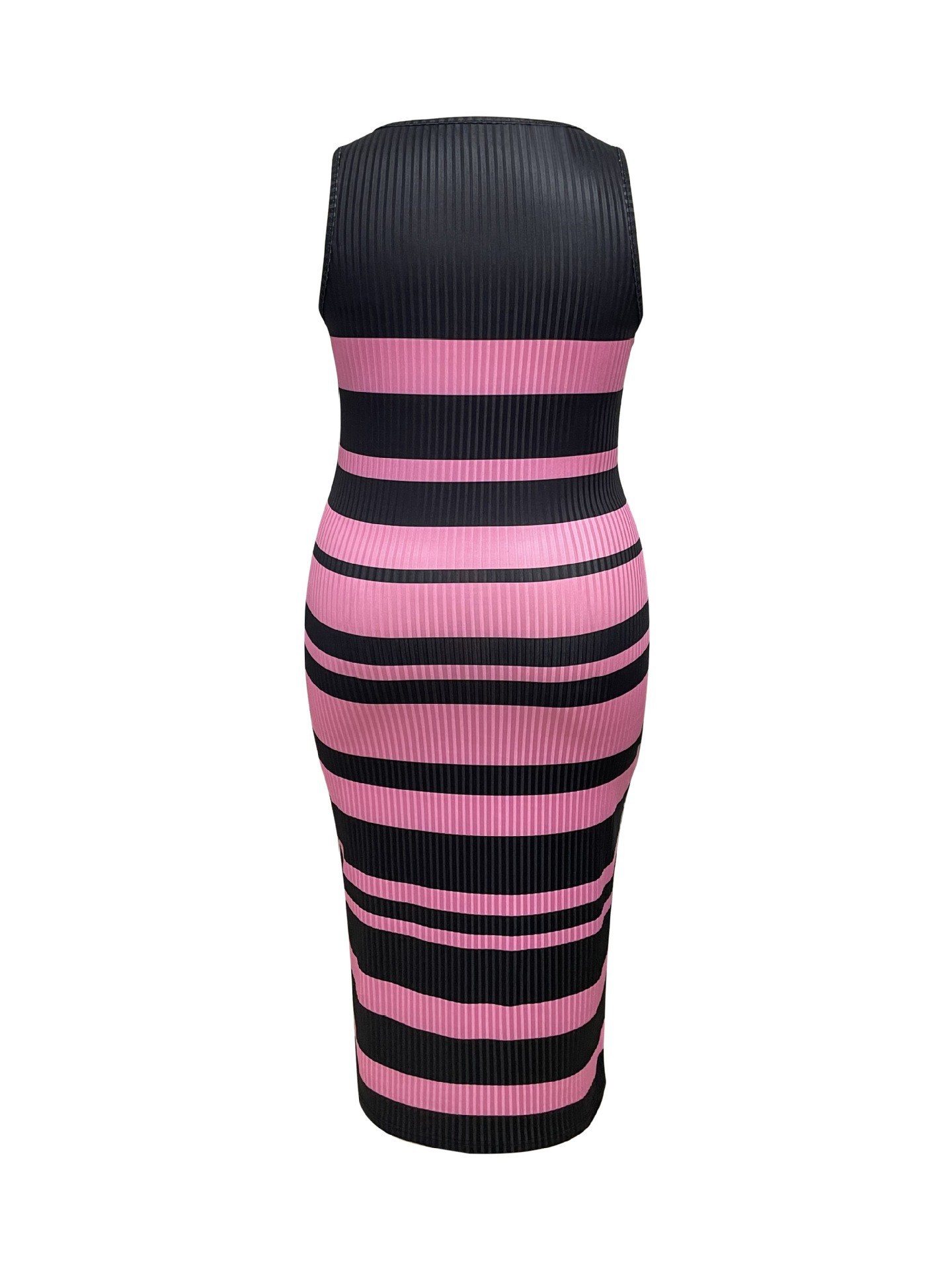 Striped Printed Sexy Sleeveless Ribbed Dress For Summer Women's Clothing_ecoleips.com