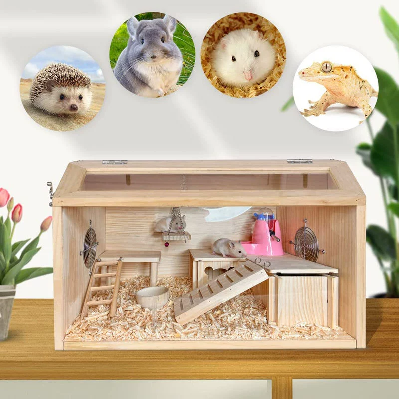 Деревянный рутин курица кролик Ежик ящик для кормления деревянный пейзаж для домашних животных декоративный вилла дом хомяк гнездо рай