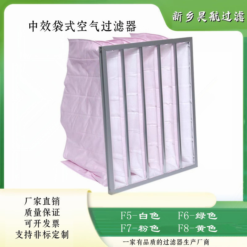 现货F5F6F7F8F9中效除尘过滤袋595x595x381x6P空气净化配件过滤网