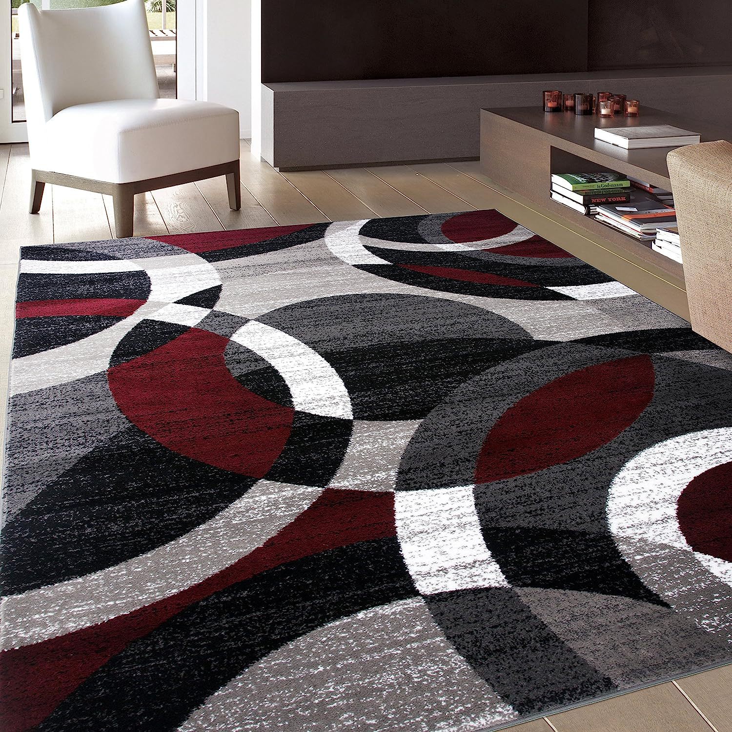 Amazon Modern Wave Circle Design Area imitación cachemira hogar sala de estar dormitorio alfombra grande mesa de centro sofá alfombra