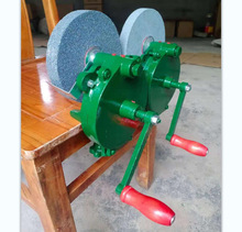 16年非洲南美磨剪刀机 磨刃具家用小型台式6寸绿色手摇砂轮机