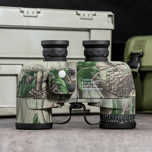 10x50 Nautical Maple Leaf Compass Binoculars Low Light Night Vision Azimuth Ranging High Definition Outdoor Supplies