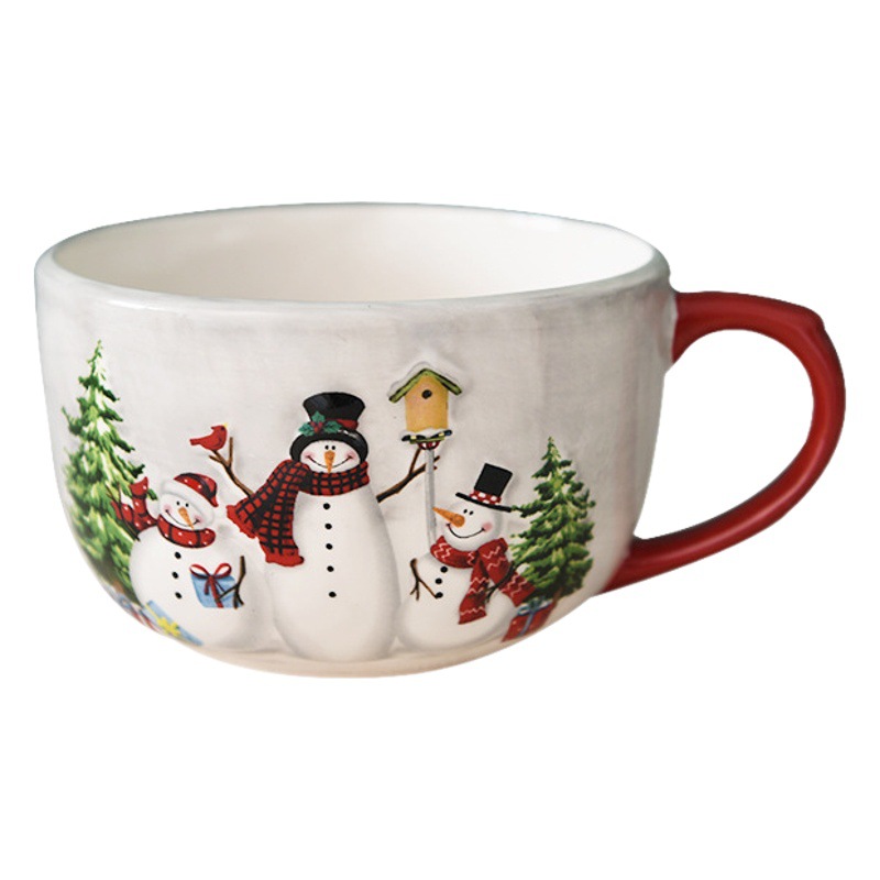 País nórdico Navidad muñeco de nieve taza cerámica Oficina hogar taza agua vajilla alivio ESTILO OCCIDENTAL