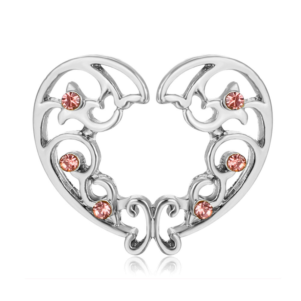 pierced perforation heart-shaped diamond alloy nipple ring jewelry