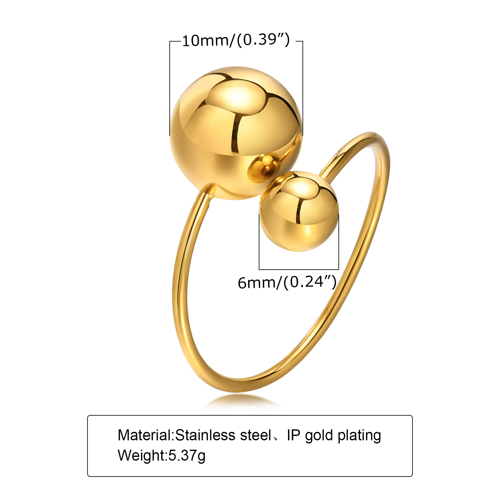 8g Weight PVD Coated Gold Plating Process Open Ring Classification Wholesale Jewelry Simple Style Geometric 201 Stainless Steel Plating Stainless Steel Rings
