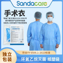 医用一次性手术衣独立包装无菌隔离衣SMS无纺布反穿式针织袖口