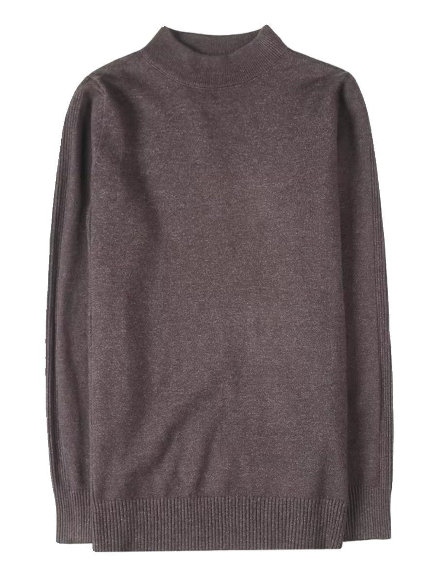 Comercio exterior al por mayor de los hombres a principios de otoño Delgado elástico suéter de Cuello medio SLIM-Fit suéter de rayas de manga de fondo de color sólido