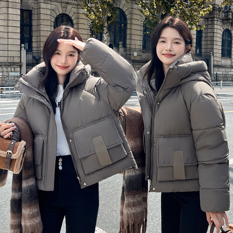 Chaqueta de algodón de pluma de mujer corta ropa de algodón coreana 2024 ropa de invierno nueva chaqueta de algodón suelta pequeña ropa de pan gruesa moda image 9
