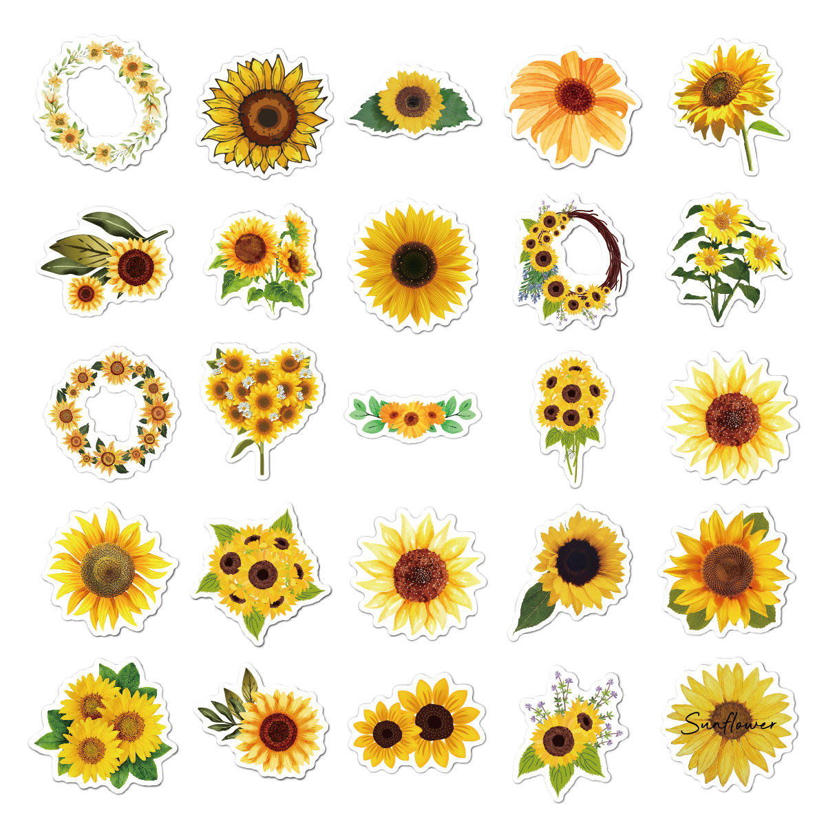 Cute Sunflower Stickers 50 Sheets Notebook Water Cup Artistic Stickers display picture 3