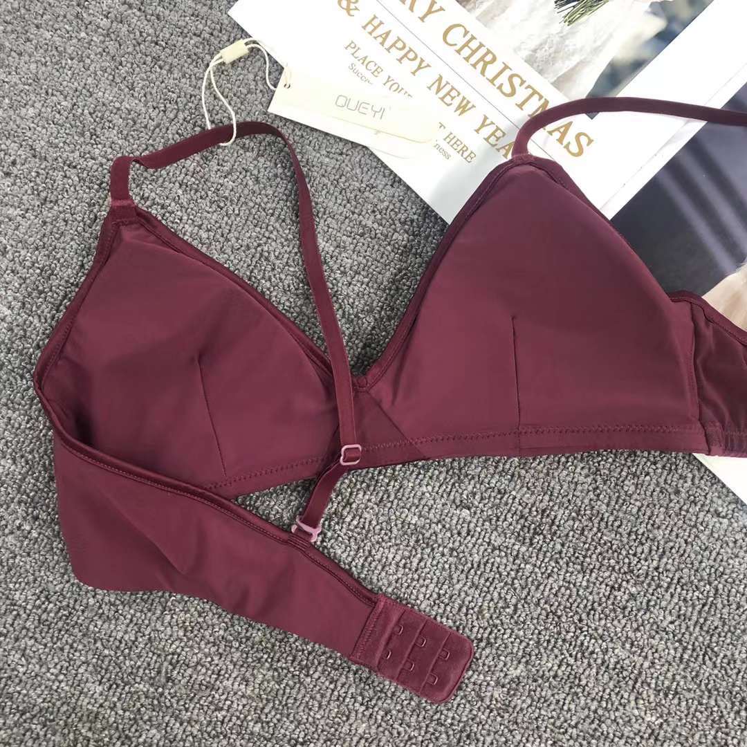 Cruzar la frontera del sudeste de Asia estilo japonés estilo francés cómodo push up francés triángulo taza de ropa interior sin costuras sujetador delgado de las mujeres sin anillo de acero