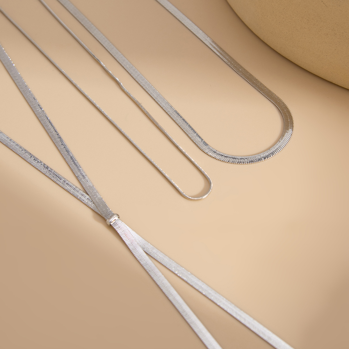 Minimalist Layered V-shaped Tassel Necklace For Women Snake Chain_voghion.com