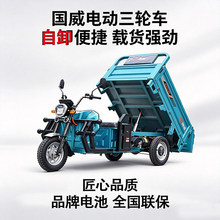 国威自卸加厚钢板拉货家用载重王电瓶电动翻斗三轮车厂家直销上牌