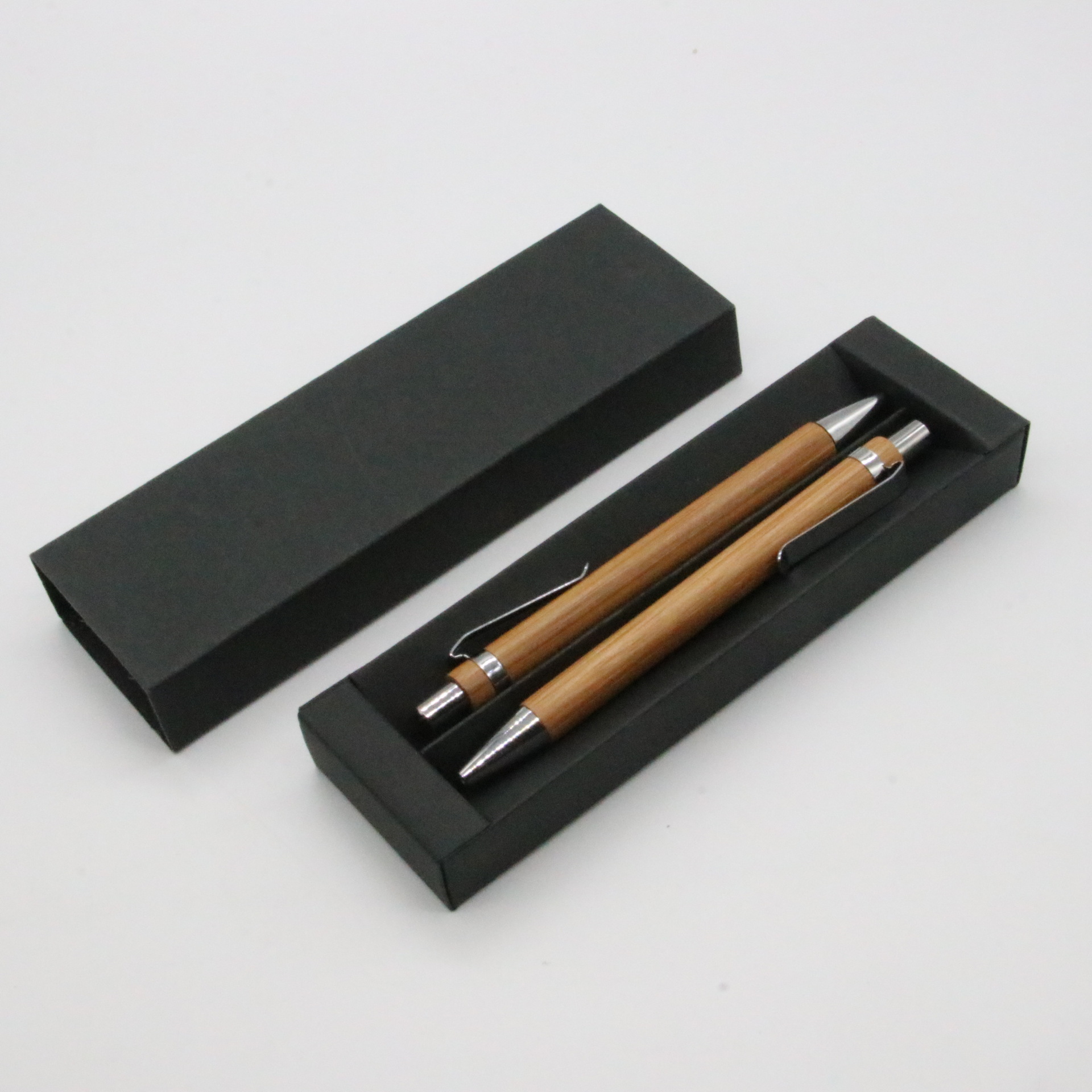 Empuje traje de pluma de bambú traje de caja de papel 2 pack logotipo imprimible caja de regalo en stock papelería transfronteriza