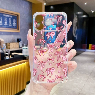 亚马逊爆款粉色蝴蝶结苹果15透明壳软壳iPhone17/18pro全包手机壳