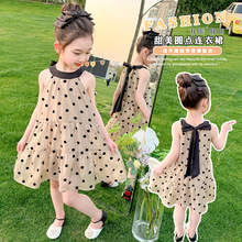 女童圆点无袖连衣裙2025夏季新款洋气时髦儿童装女宝宝甜美公主裙