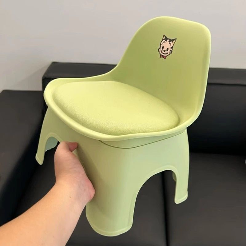 Stool Small Low Stool with Backrest for Home Use, Cute Children's Plastic Shoe-Changing Stool for Bathroom and Shower, Small Bench Chair