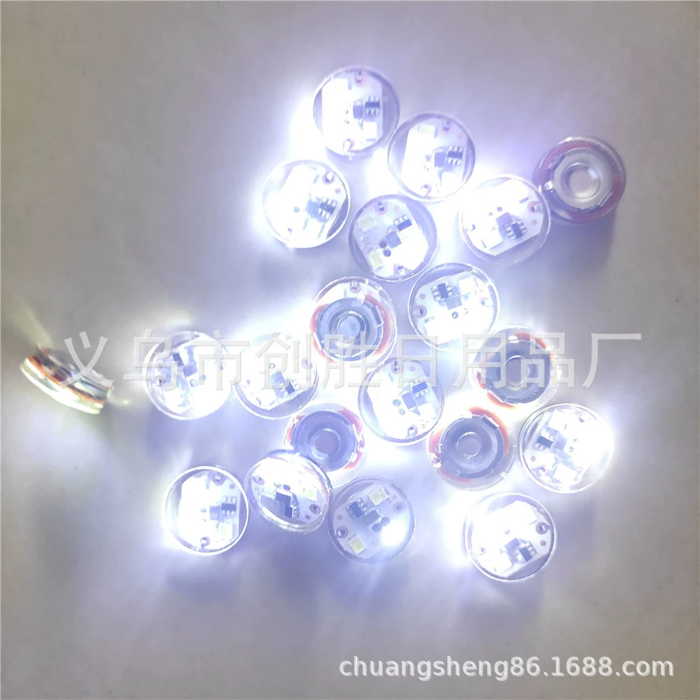 Светодиодный круглый белый светильник с вибрирующим миганием для сабо, светильники для обуви, светильники для одежды, 3-цветный белый свет, диаметр 1,7 см