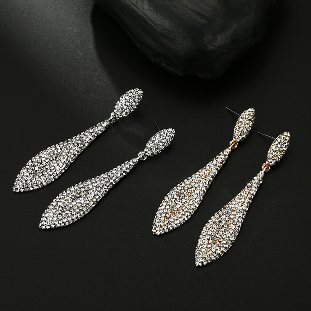 1 Pair Luxurious Water Droplets Plating Inlay Alloy Rhinestones Drop Earrings display picture 4