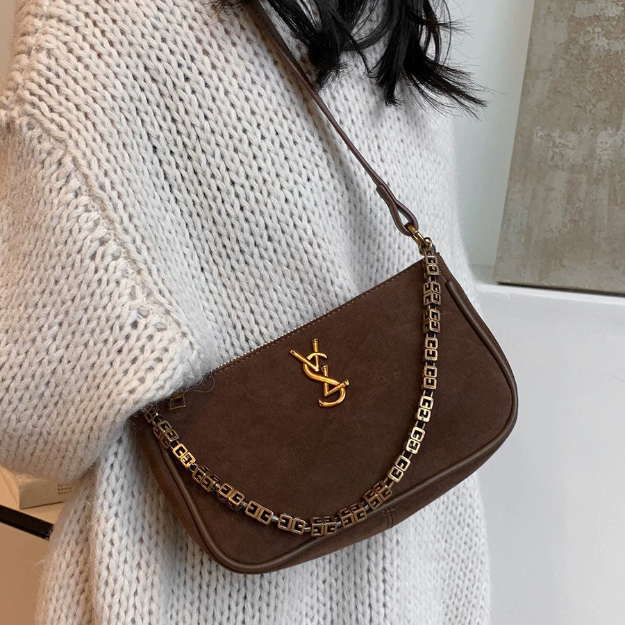 Retro chain, underarm bag for leisure, high quality shoulder bag, one-shoulder bag, for import, Korean style