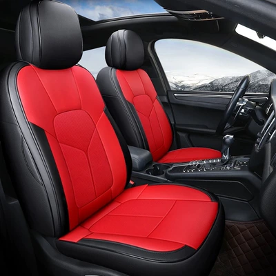 Modelə uyğun (Original) oturacaq örtükləri — Seat Covers - nappa-leather-black-and-red-five-seats-fully-surrounded-in-front-and-rear-rows