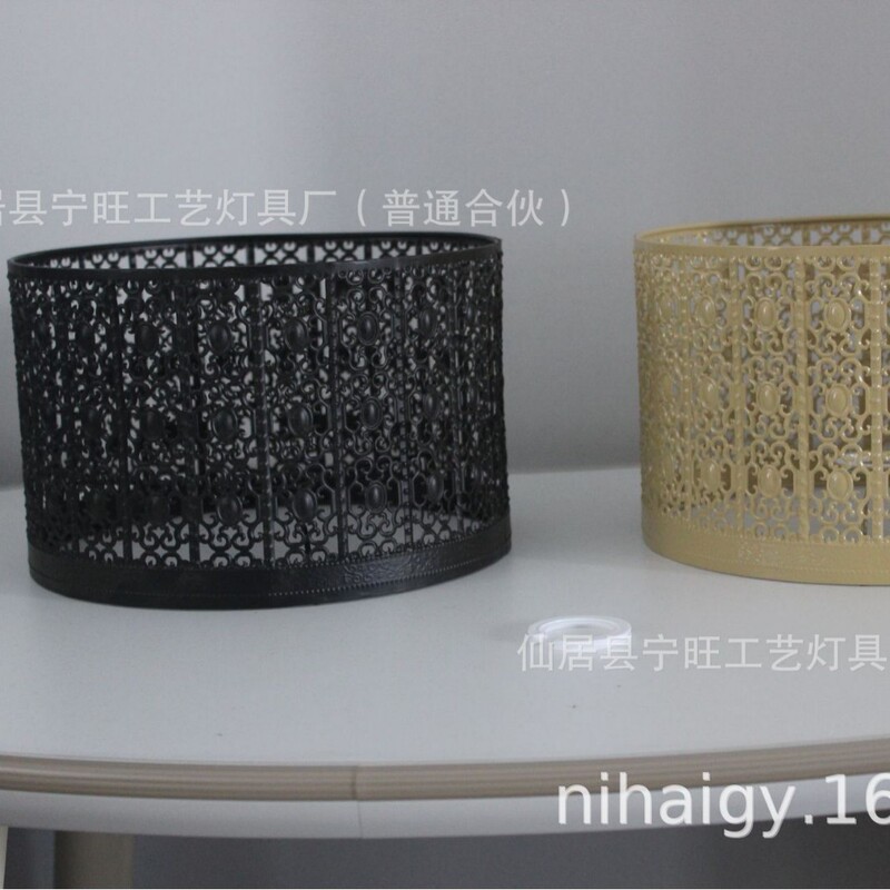 Cross-border exclusive for European market wrought iron lampshade metal carving metal hollow lampshade E27E14 lamp head mouth direct sales