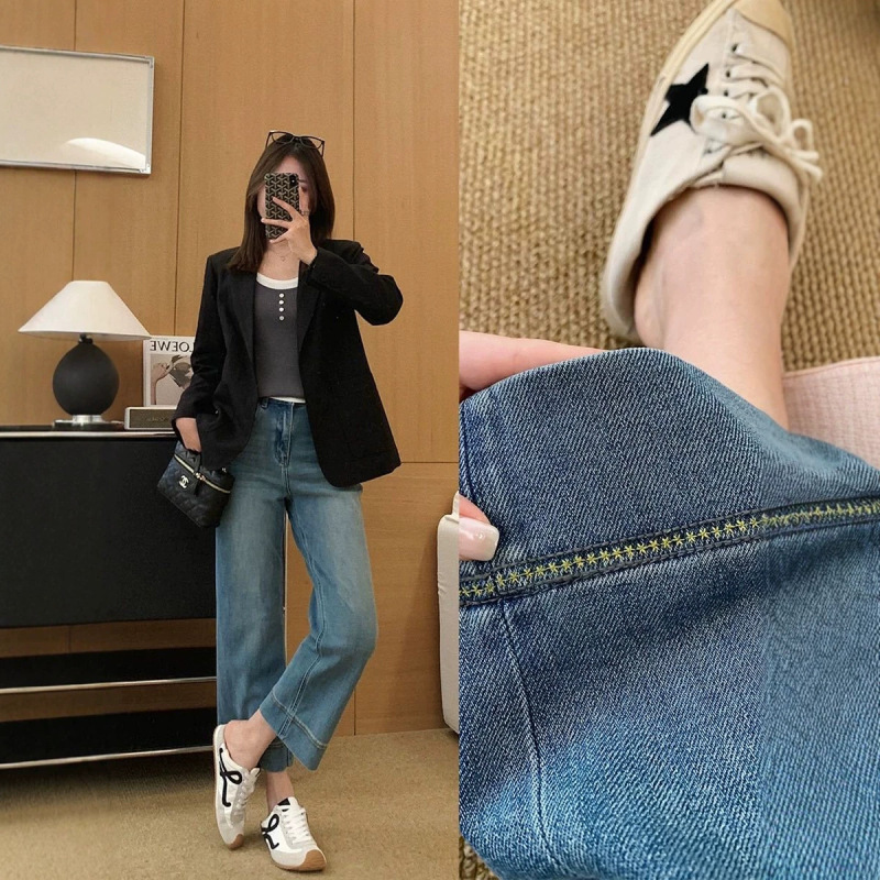 The Treasure of the Store~! Super Beautiful Daisy Embroidery Cropped Tencel Jeans for Women, Summer Thin Wide-Leg Granny Pants The Treasure of the Store~! Super Beautiful Daisy Embroidery Cropped Tencel Jeans for Women, Summer Thin Wide-Leg Granny Pants