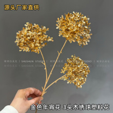 金色蝴蝶兰木绣球仿真金色红掌金福豆金色年宵花尤加利福桶插花