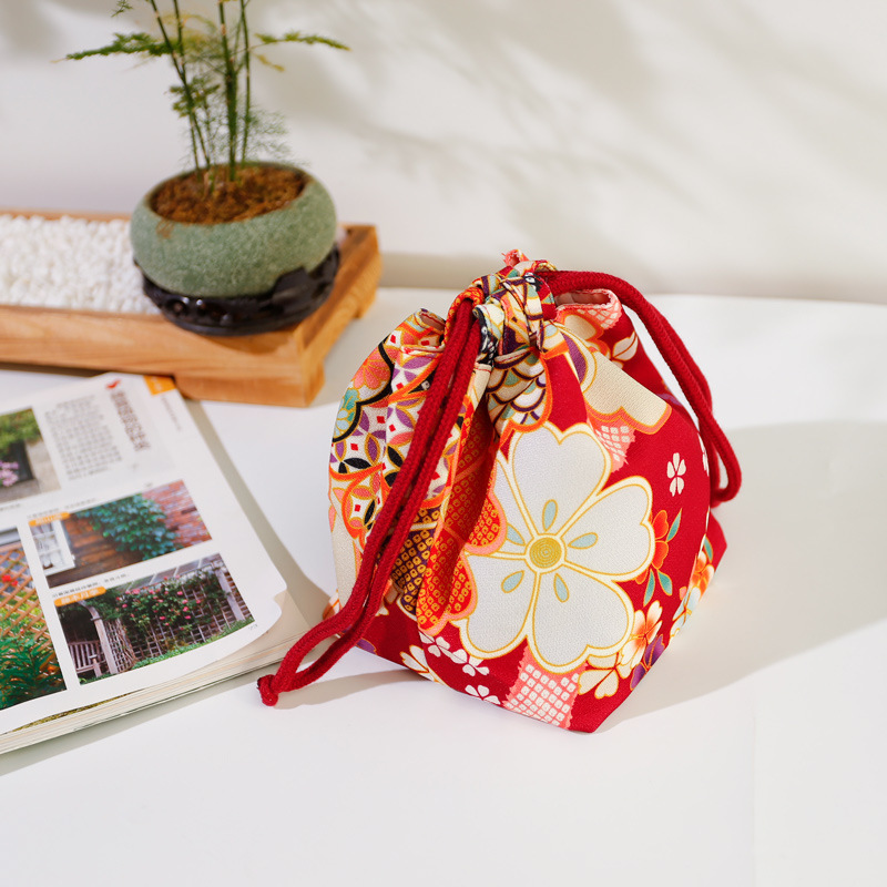 Thick Fabric Japanese Kimono Handbag, Vintage Small Item Bag, Miscellaneous Bag, Hanfu Handbag, Storage Bag, Japanese-Style Handbag